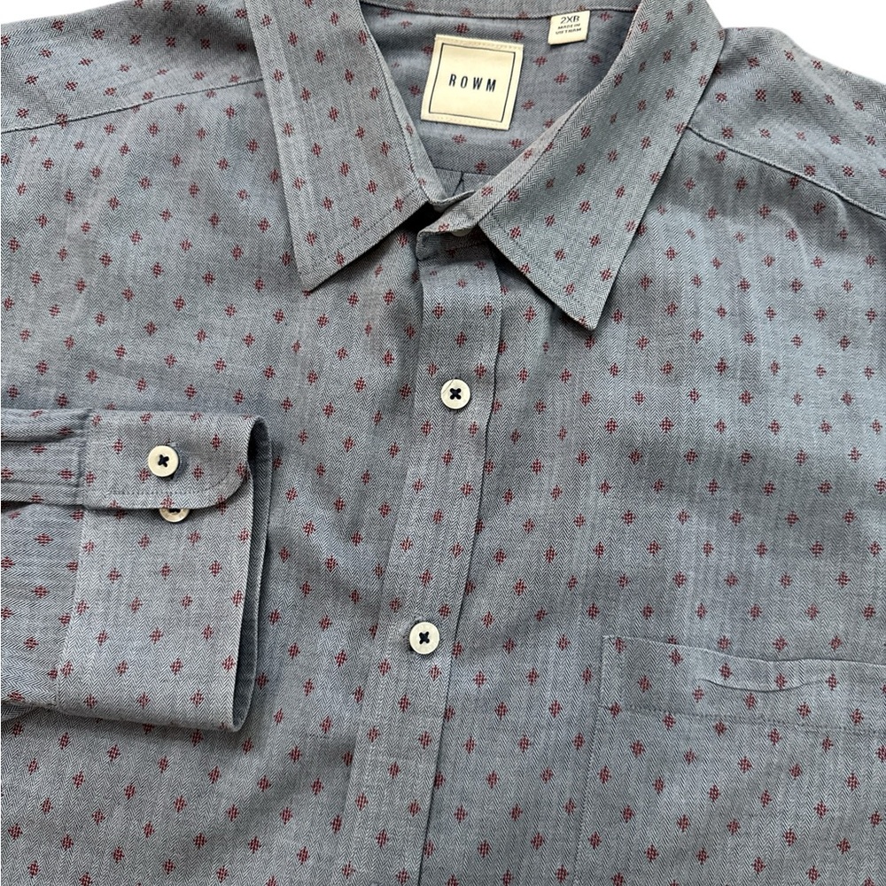 Rowm Men’s Button Down Long Sleeve Collard Shirt Size 2XB Multicolored Casual